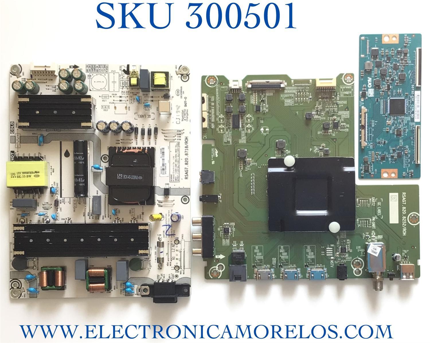 KIT DE TARJETAS PARA TV SHARP MAIN 251351 / RSAG7.820.8252 / HU50A6131UWR / 242845 / FUENTE 243672 / RSAG7.820.8718/ROH / HLL-4365WA / T-CON 55.50T32.C10 / 55T32-C0F CTRL BD / 5550T32C10 / S1/GM/BBY/ROH / MODELO LC-50BU711U / LC-50LBU711U  